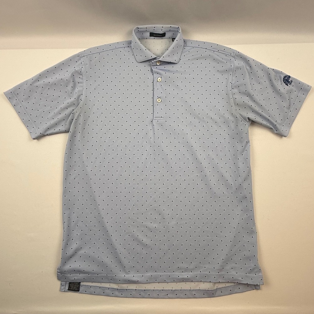 Turtleson‎ Mens Medium Performance Polo Shirt Blue Paisley Old Hickory 1926 Logo